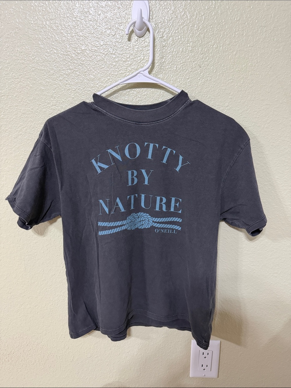 O'Neill Charcoal Short-Sleeve Tee with Light Blue 'Knotty by Nature' Graphic